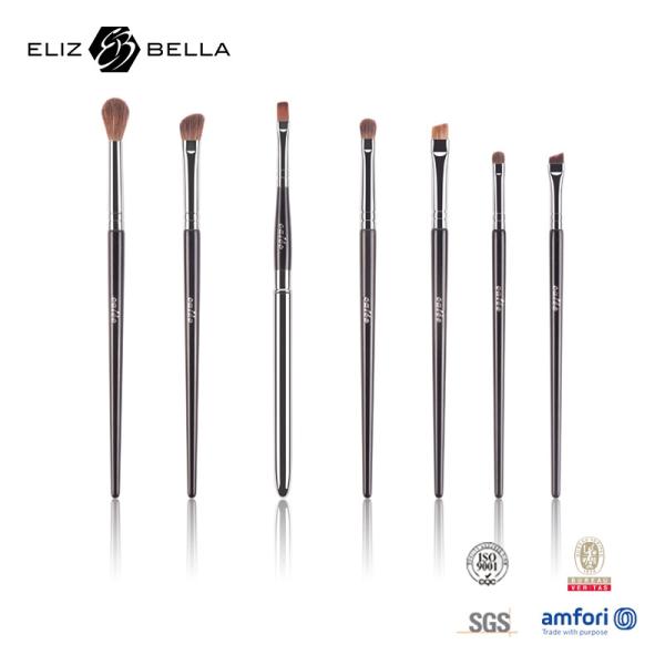 Quality 7pcs Eye Makeup Brush With Black Wooden Handle Daily Use Makeup Tools for sale