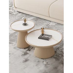 Buy cheap PU Pedestal Marble Top Wood Coffee Table Round Bowl Shaped from wholesalers