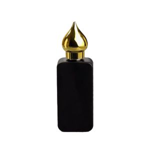 Buy cheap Black Matte Glass Rectangle Perfume Bottle Refillable With Screw Gold Cap from wholesalers