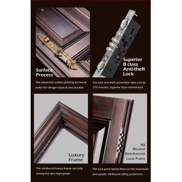 2022 New Design Latest Modern Style Grey Wooden Texture High Grade Burglar Proof Strong Security Steel Front Entry Door