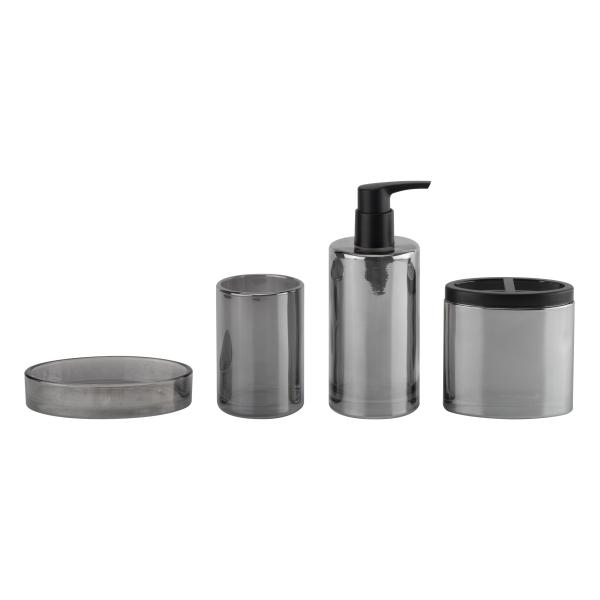 Quality Black Nickel Glass Bathroom Accessories Sets Round Shape Ion Plating Effect Glass Soap Dispenser for sale