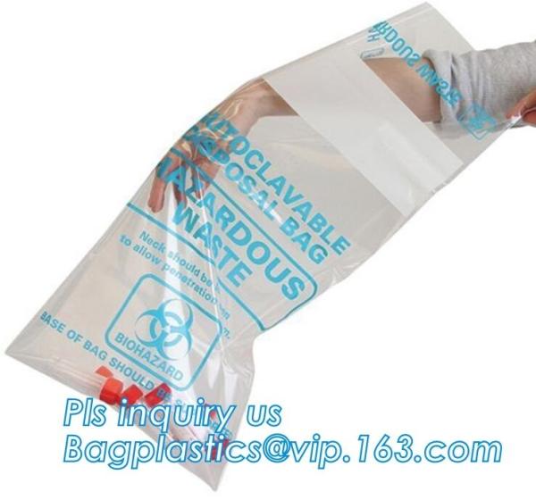 Buy cheap 60 micron clear LDPE plastic cotton draw string garbage biohazard bag, Custom printed compostable flat on roll trash bag from wholesalers