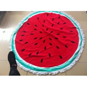 cheap wholesales diameter 150cm reactive printed round beach towel with tassels