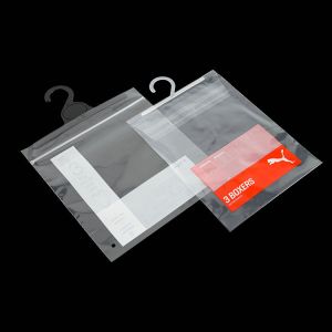 China Biodegradable Clear Garment Poly Packaging Bag With Hook on sale