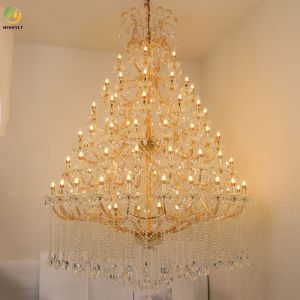 E14 Crystal Candle Chandelier Lobby Indoor Hotel Custom