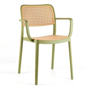 Buy cheap Modern Stackable Plastic Dining Chair Rattan Design Armrest product