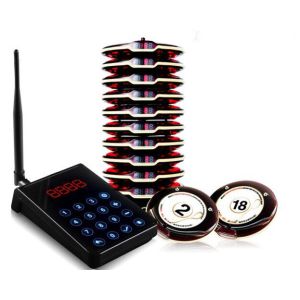Buy cheap 2018 hot sales anti fall restaurant and kitchen wireless pager system transmitter with 10 red digital coaster pagers from wholesalers