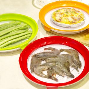 Round Reusable Stackable Food Trays BPA Free With Elastic Lid