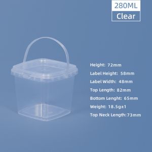 Buy cheap 2L Capacity Food Grade Clear Square Plastic Buckets Pail With Handle For Cookies Storage from wholesalers