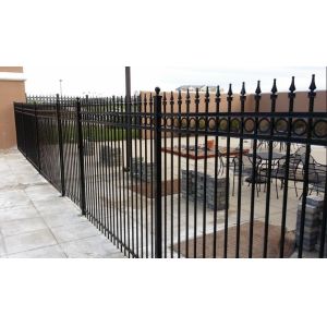 1.8mH 3 Rails Galvanized Wrought Iron Fence Panels , Decorative Metal Fencing