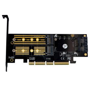 3 In 1 Msata And M.2 NGFF NVME SATA SSD To PCI-E 4X And SATA3 Adapter With