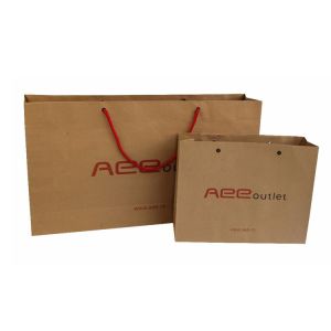 Buy cheap Natural Brown Kraft Paper Shopping Bags With Handles Custom Logo Printed from wholesalers