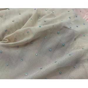 Four Side Elastic White Polyester Mesh Ironing Three Dimensional Diamond Yarn