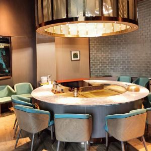 1.6m Electromagnetic Japanese Circle Teppanyaki Grill Table For Commercial