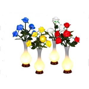 Buy cheap LED Simulation Rose Vase Lamp Bedroom Modelling Table Small Night Lights Flower Bedroom Decorative Lamp product
