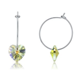 Buy cheap 925 Sterling Silver Custom Hoop Earrings 20×10mm With Austrian crystal Crystal from wholesalers