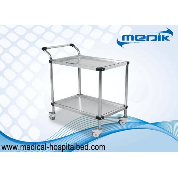 Quality Detachable Double Shelves Medical Instrument Trolley With Pushing Hand for sale