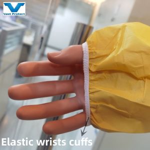 Buy cheap Customized Yellow Disposable Coverall Chemical Resistance Protective Suit 175*140cm PP PE from wholesalers