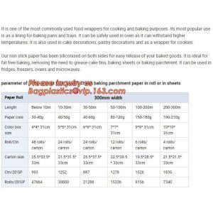 Household Silicone Coated Or Uncoated Vegetable Parchment Baking Paper With