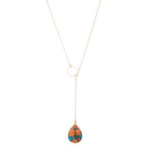 Buy cheap Natural Turquoise Handmade Gold Chain Necklace With Drap Shaped Pendant product