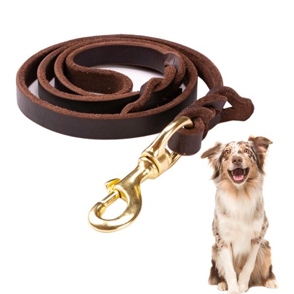 Quality Braided Custom Running Training Genuine Leather Dog Leash For Medium Puppy Dog for sale