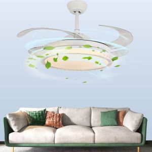 Arcylic Metal Retractable Fan Light 6 Speed Remote Control