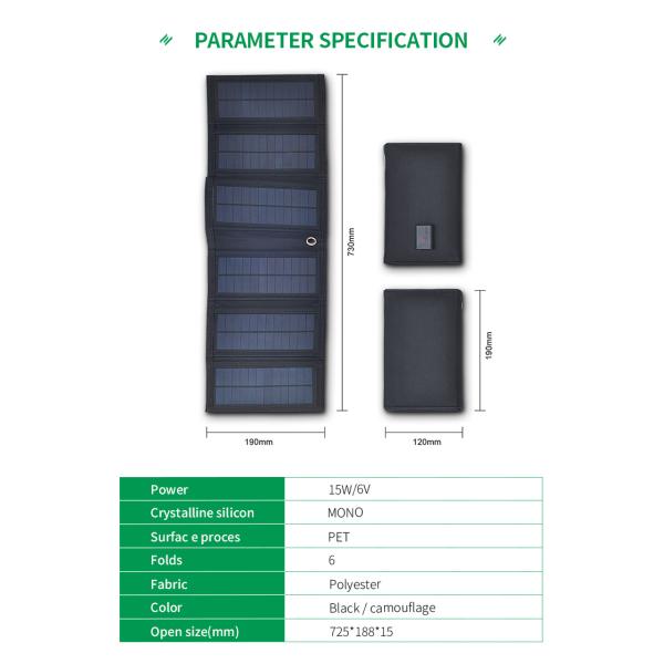 Waterproof 15W 6V Solar Powered Panel High Efficiency USB Low Power