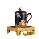 Buy cheap Custom 3d Ceramic Mug 3d Blue Mug With Gold Handle Home Tea Holiday Gift from wholesalers