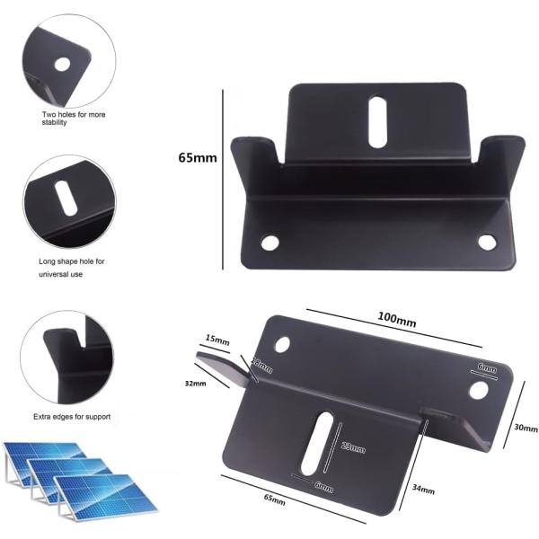Metal/Tin Roof Solar Panel Mounting 4pcs Black Z Brackets for Panel Installation