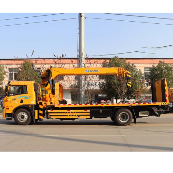 Customized 4X2 FAW 10 Tons Tow Trucks Wrecker Truck Flat Bed Truck With Crane for Rescue
