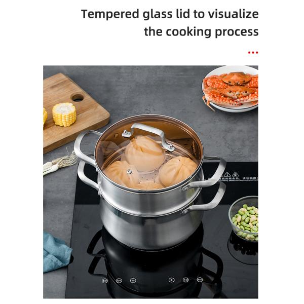 Factory Kitchen 304 Stainless Steel Steamer Pot Soup Pot Milk Pot Cooking Ware With Lid