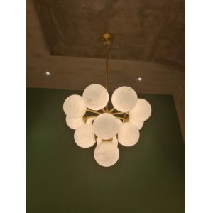 Buy cheap Nordic Simplicity Alabaster Circular Chandeliers Dining Room Living Room Decorative Lighting Bubble Cluster Grape Pendant Light from wholesalers