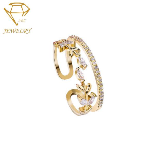 Quality 18k Gold Plating Silver Diamond Ring AAA Cubic Zirconia for sale