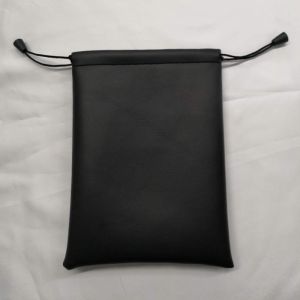 Manufacturers Supply Black PU Drawstring Bag, Environmentally Friendly Headphone