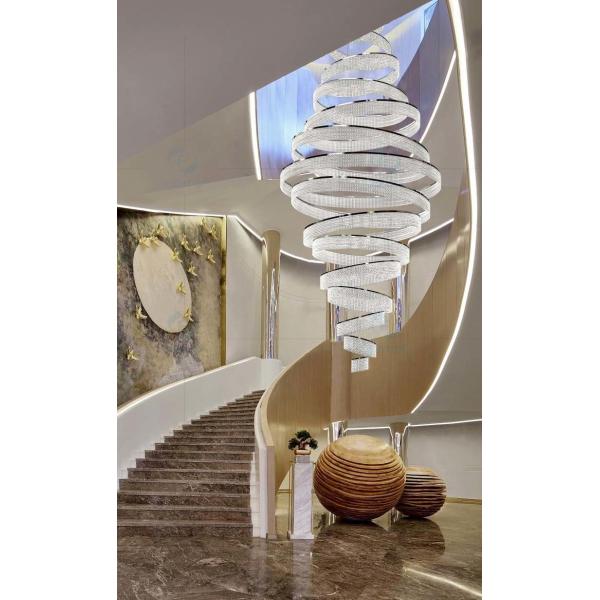 Ring Luxury Staircase Crystal LED Chandelier For Living Room Lobby Large Cristal interior lighting（WH-NC-114)