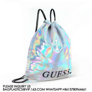Buy cheap Metallic Backpack, Soft Iridescent PU Drawstring Backpack Silver PU Drawstring Bag, Drawstring Backpack Gym Sack from wholesalers