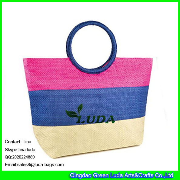 Buy cheap LUDA striped straw beach bag ring fashion lady straw handbag paper straw from wholesalers