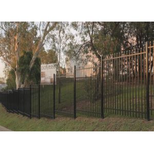 Crimped Security spear top tubular steel fence panel steel fencing panels 2.1mx2