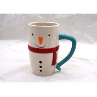 Buy cheap Eco Friendly 3D Ceramic Mug Hand Painted Christmas Snowman Mug With Red Scarf product