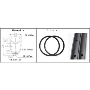 Buy cheap New super light only460g OEM hot sale light weight 700C 38mm racing bike carbon rims 25mm from wholesalers