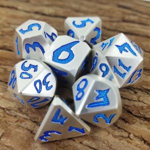 Buy cheap Luxury 7 Pcs Set Sturdy For Dungeon And Dragon Hand Pouring Polyhedral Dice Silver Blue For Rpg And Dnd Game from wholesalers