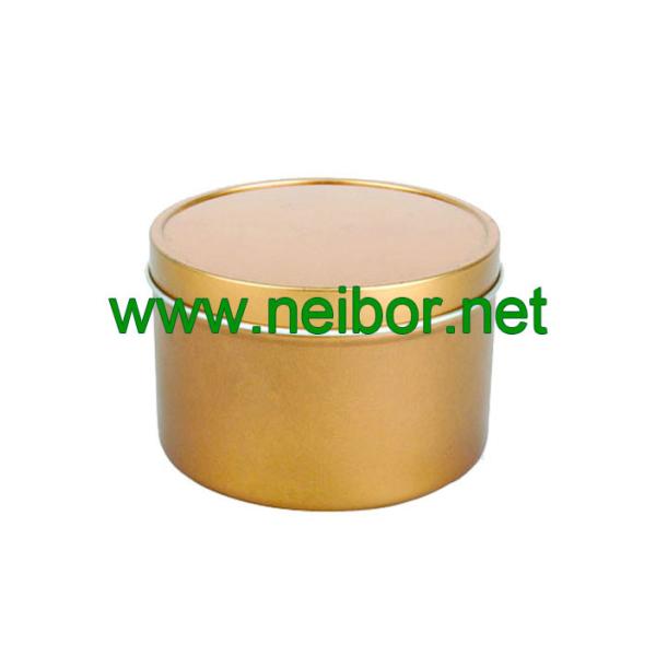 Buy cheap gold color or custom printing 8oz deep drawn round seamless candle tin jar metal container from wholesalers
