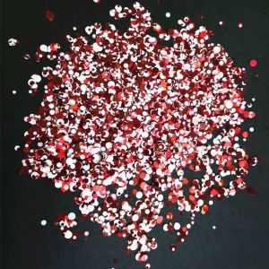 Unleash Your Imagination with Glitter Red and White Dots Mixes Nail Art Style