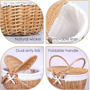 Buy cheap Wicker Picnic Basket with Lid and Handle Sturdy Woven Body with Washable Lining for Easter,Mother's Day,Outdoor Camping from wholesalers