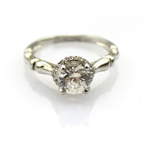 925 Sterling Silver Pave 6mm Round Clear Cubic Zirconia Engagement Ring(F05)