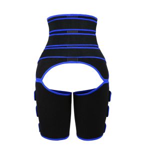 Blue Velcro Three Belt Neoprene Waist And Thigh Trimmer Customized