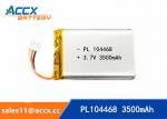 Buy cheap 104468pl 3500mAh 3.7v high capacity lithium polymer battery li-ion rechargeable for cordless phone, led light from wholesalers