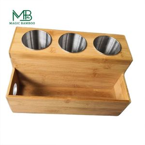 Buy cheap Countertop Bamboo Bathroom Storage Rack Hair Dryer And Straightener Holder from wholesalers