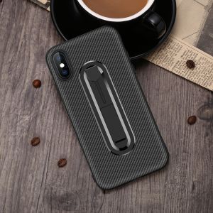 Color Red Carbon Fiber Invisible Kickstand TPU Case Back Cover For IphoneXS