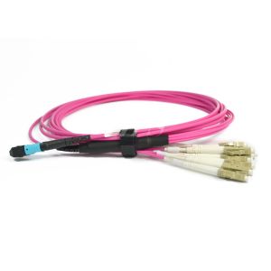 Buy cheap ISO9001 8 Core MPO/MTP OM4 Optical Fiber Patch Cable Customize Cord Length from wholesalers